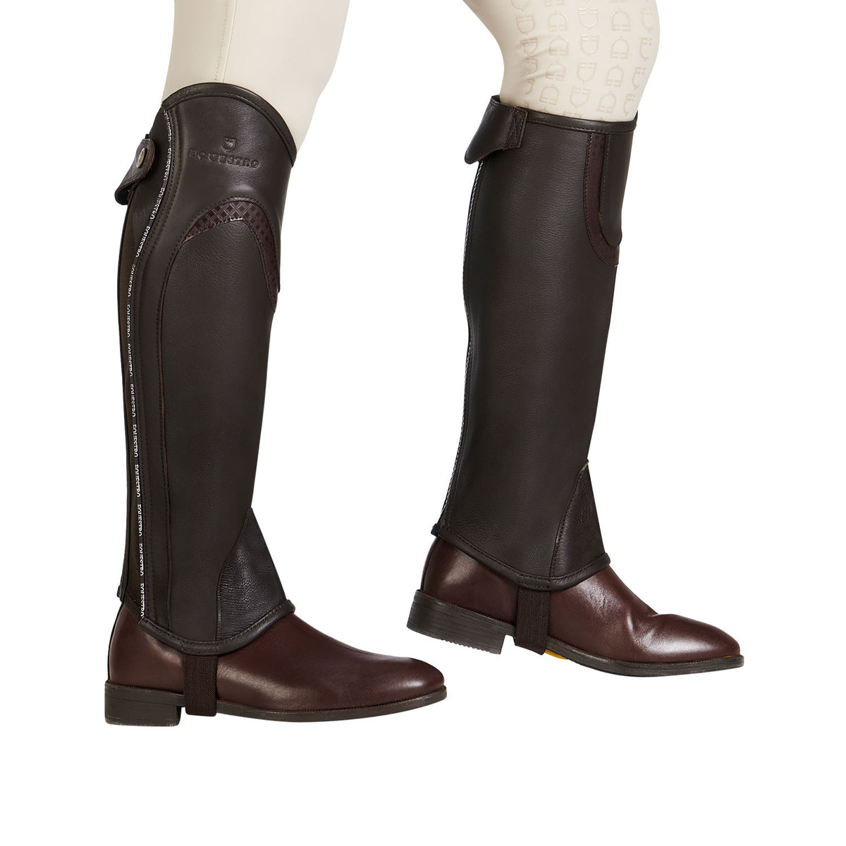 Equestro Unisex leather gaiters with contrasting profile