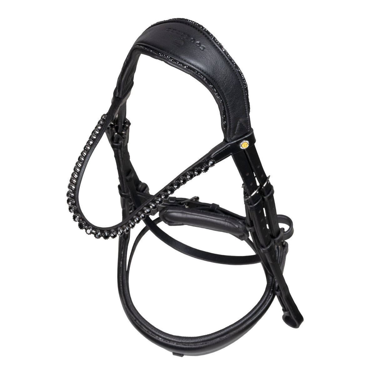 Equestro Anatomical leather dressage bridle with rhinestones