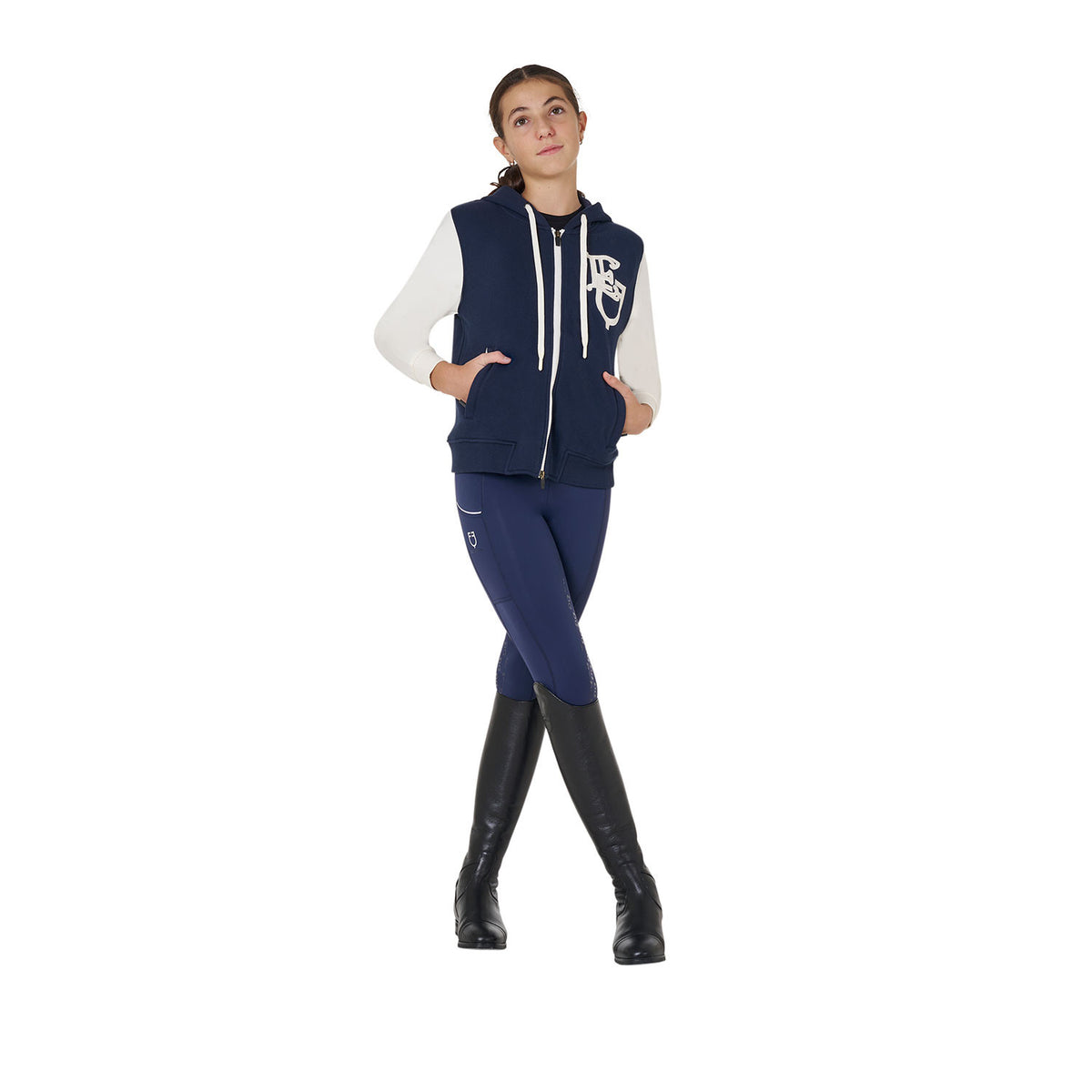 Equestro Girls' EQ two-tone hoodie with front zip