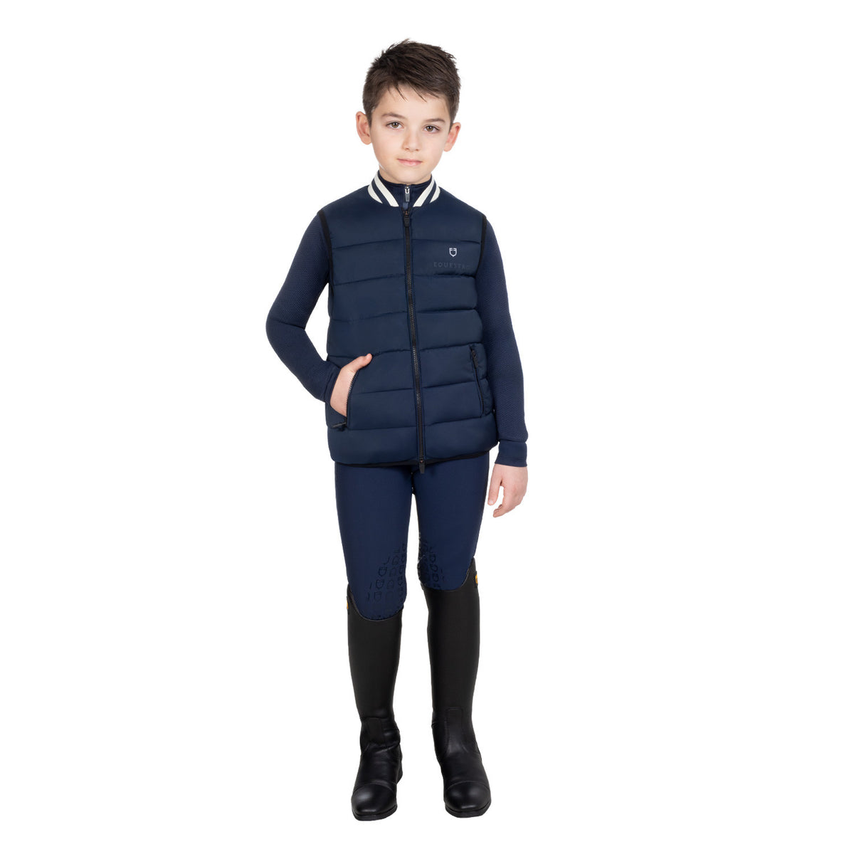 Equestro Boys' technical vest with knit collar
