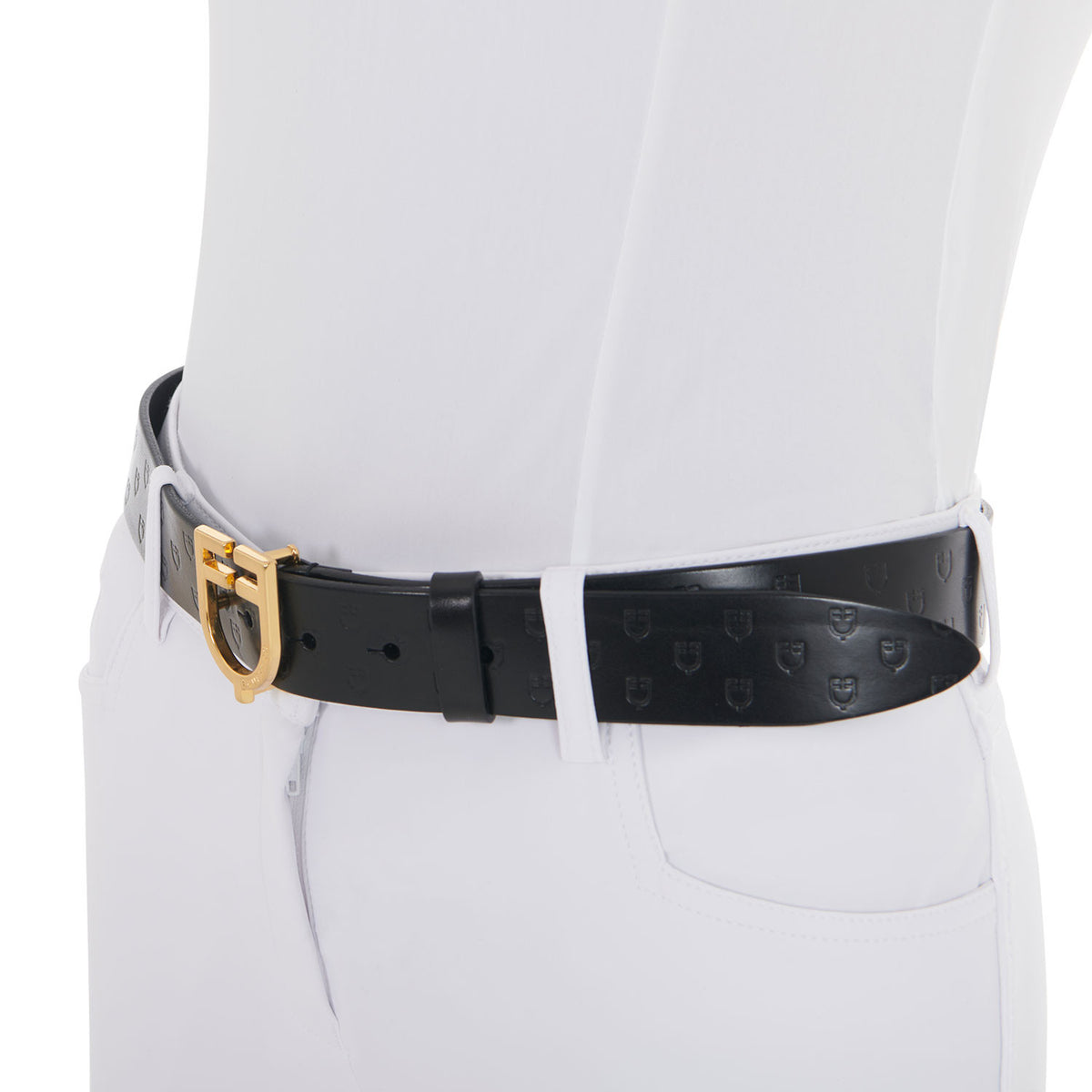 Equestro Leather logo belt with logoed buckle