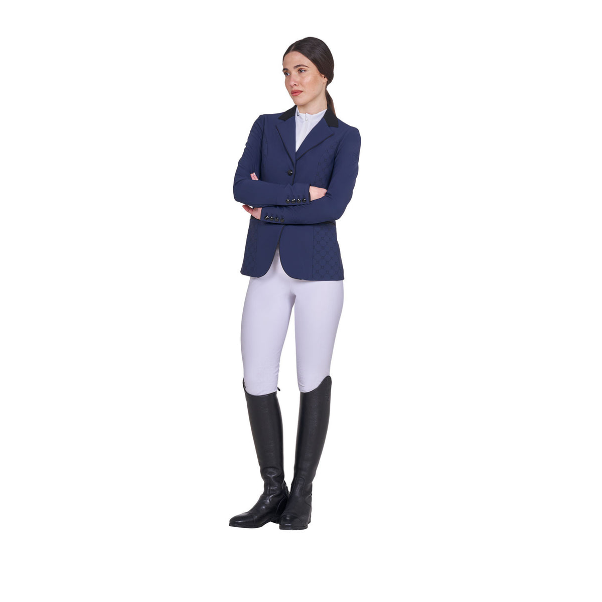 Equestro Women's Monogram competition jacket with three buttons