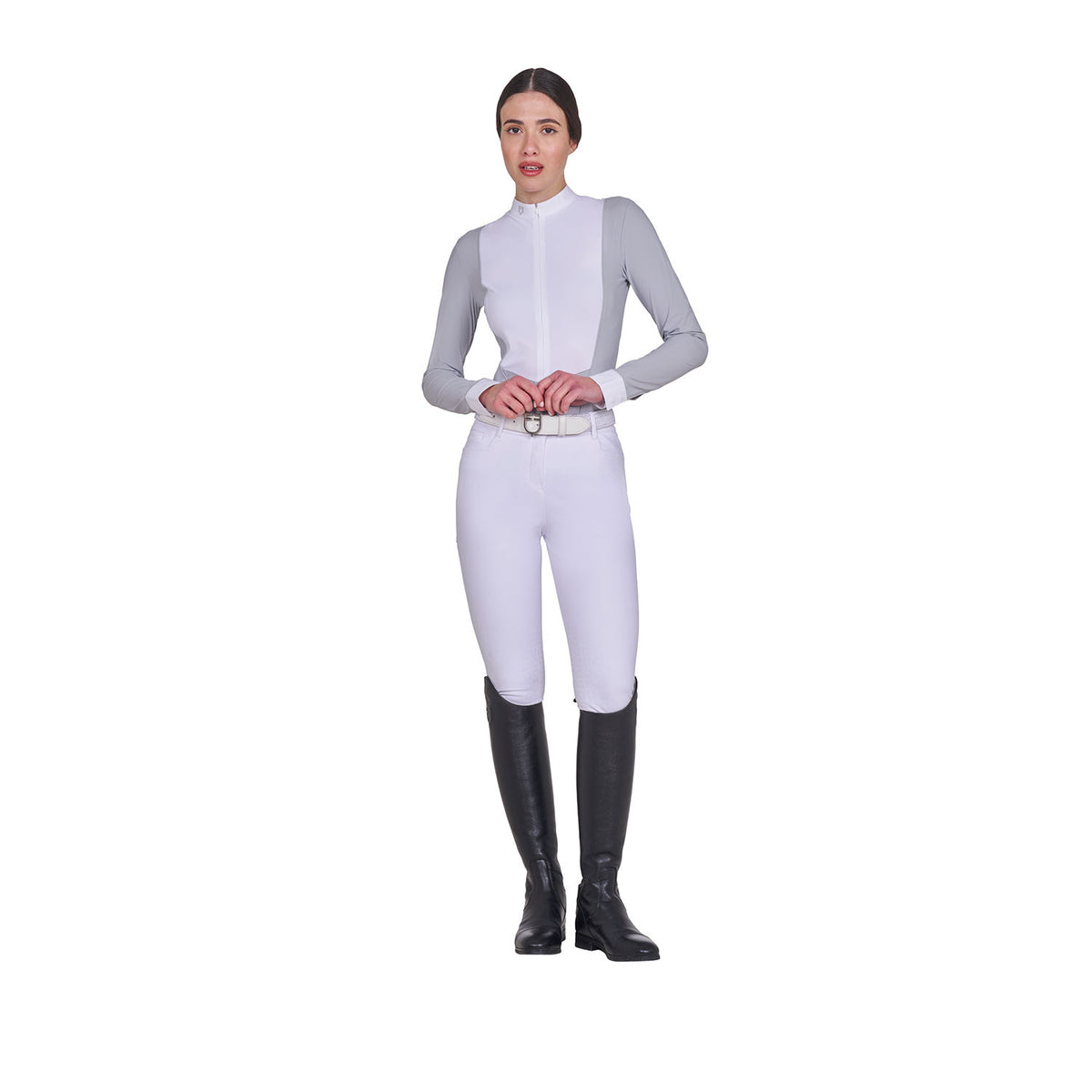 Equestro Women's long-sleeved competition polo shirt with zip
