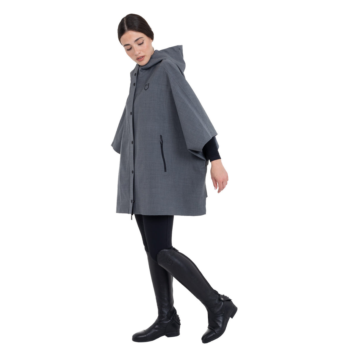 Equestro Women's rain-resistant cape in wool blend