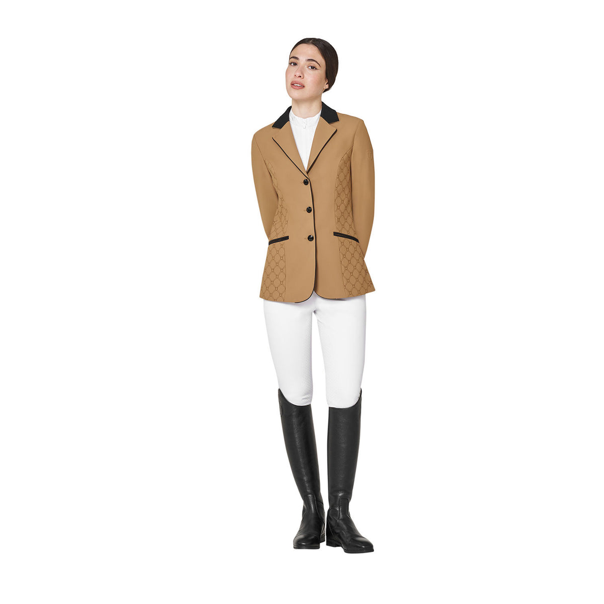 Equestro Women's monogram competition jacket in velvet-effect fabric