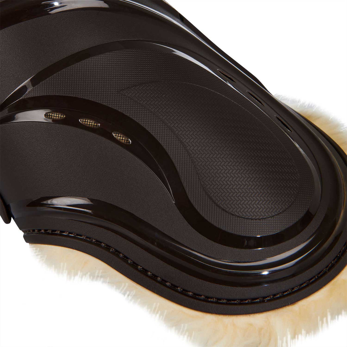Equestro Fetlock boots in polyurethane with synthetic lambskin