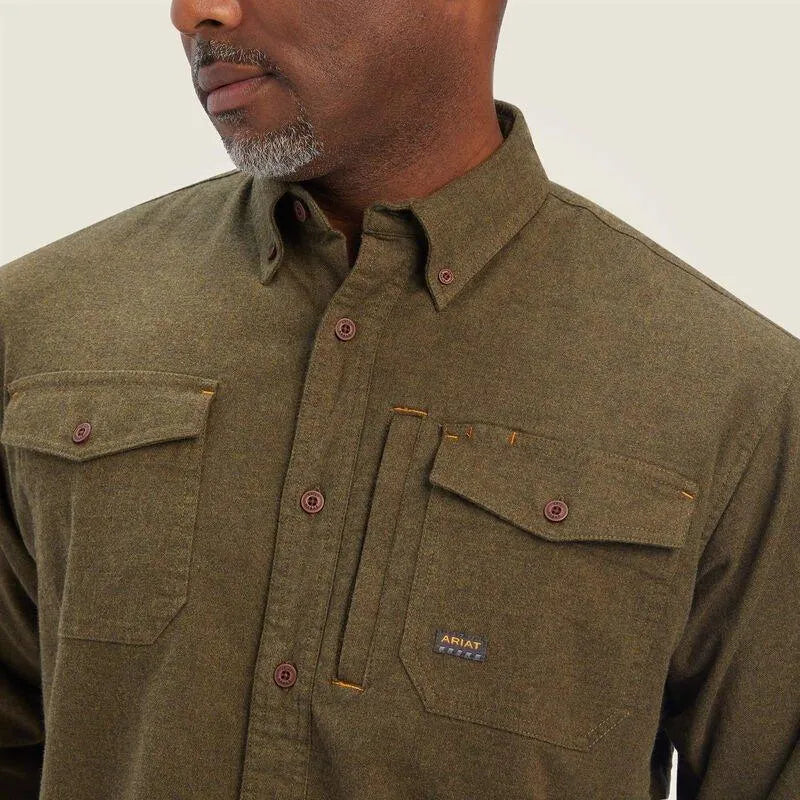Ariat Mens Rebar Flanel Work Shirt - Hunter - XS