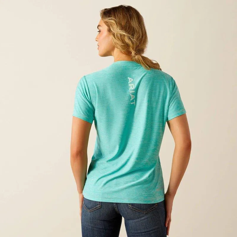 Ariat SS25 Ladies Laguna Logo T-Shirt - Blue Turquoise - XS