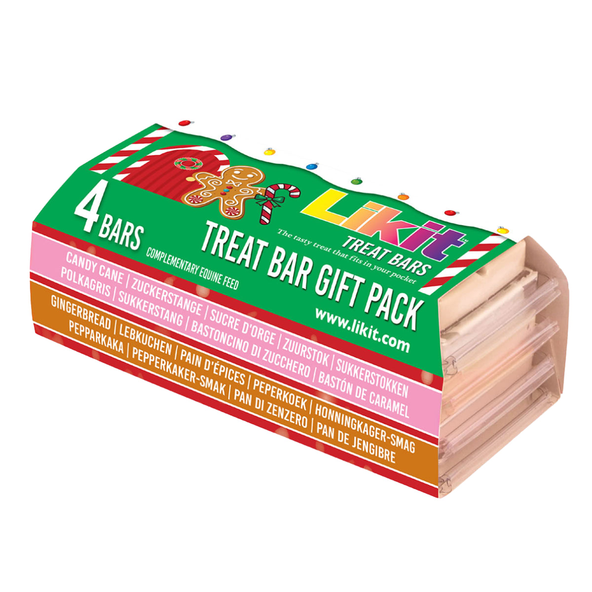 Likit Christmas 4 Pack Treat Bars Candy Cane & Gingerbread