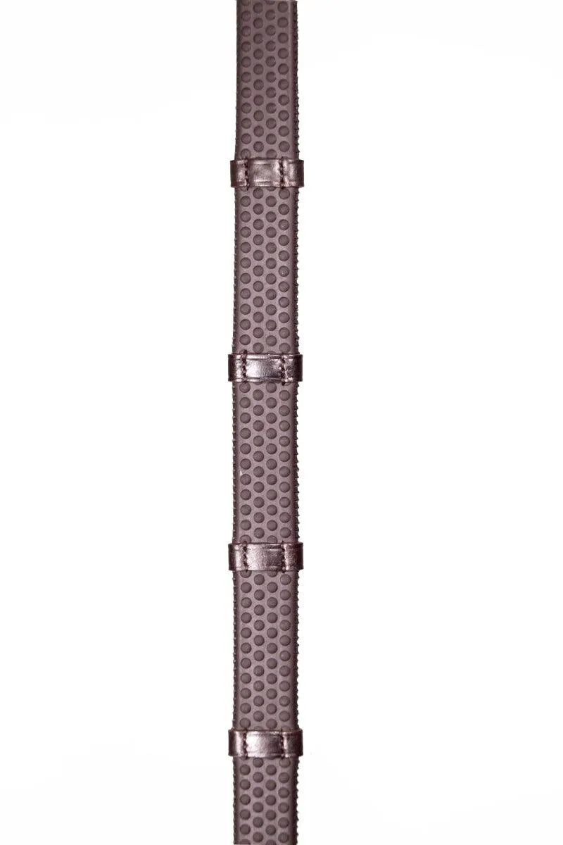 Henry James Bio Grip Hybrid Rubber Reins with Leather Stoppers - Havana Brown - Cob