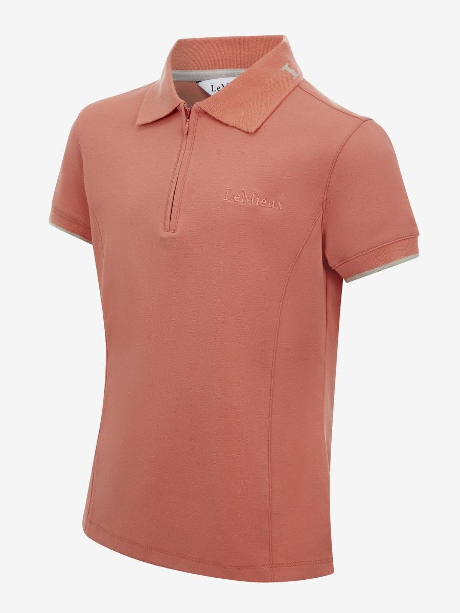 LeMieux SS24 Young Rider Polo Shirt - Apricot - 7-8 years