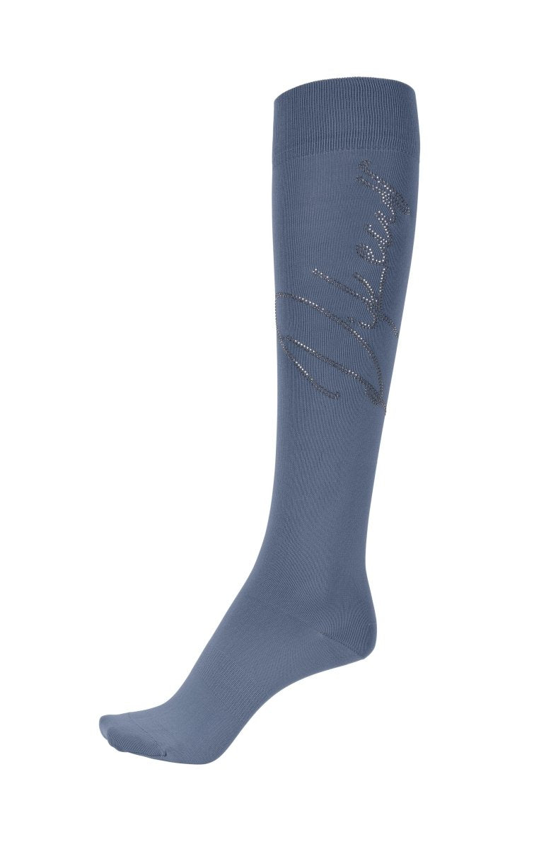 Pikeur Rhinestud Knee Socks - Dove Blue - 35-37