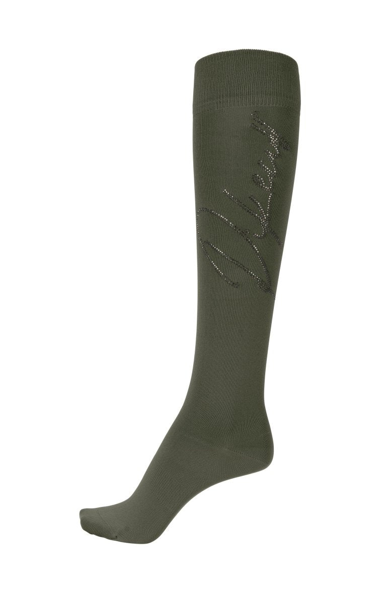 Pikeur Rhinestud Knee Socks - Ivy Green - 35-37