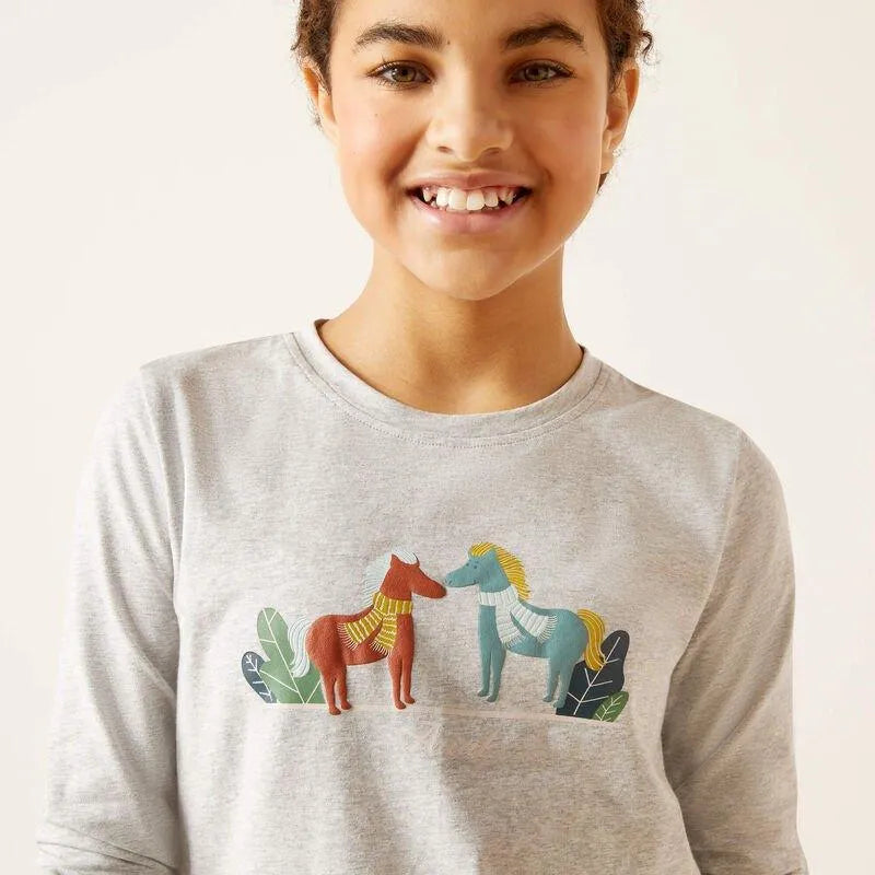Ariat AW23 Youth Winter Fashion Long Sleeve T-Shirt - Heather Grey - XS