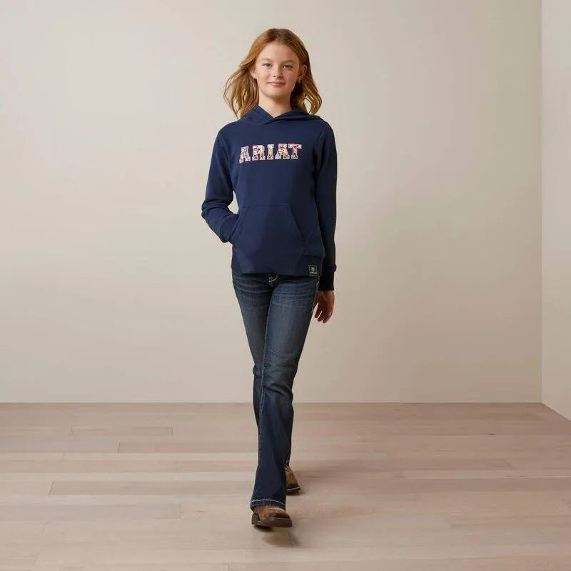 Ariat Youth 3D Logo 2.0 Hood - Navy/Red - L