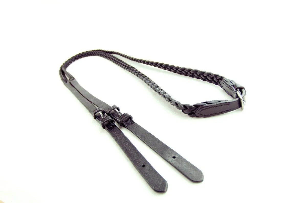 Ascot Plaited Reins - Black - Pony
