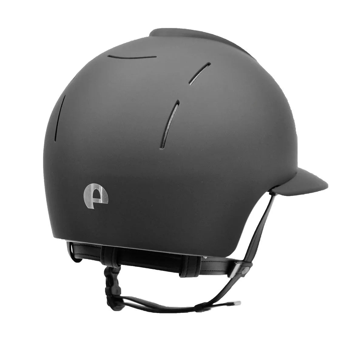 KEP Smart Matt Riding Helmet With Polo Peak - Black - Medium (52cm-58cm)