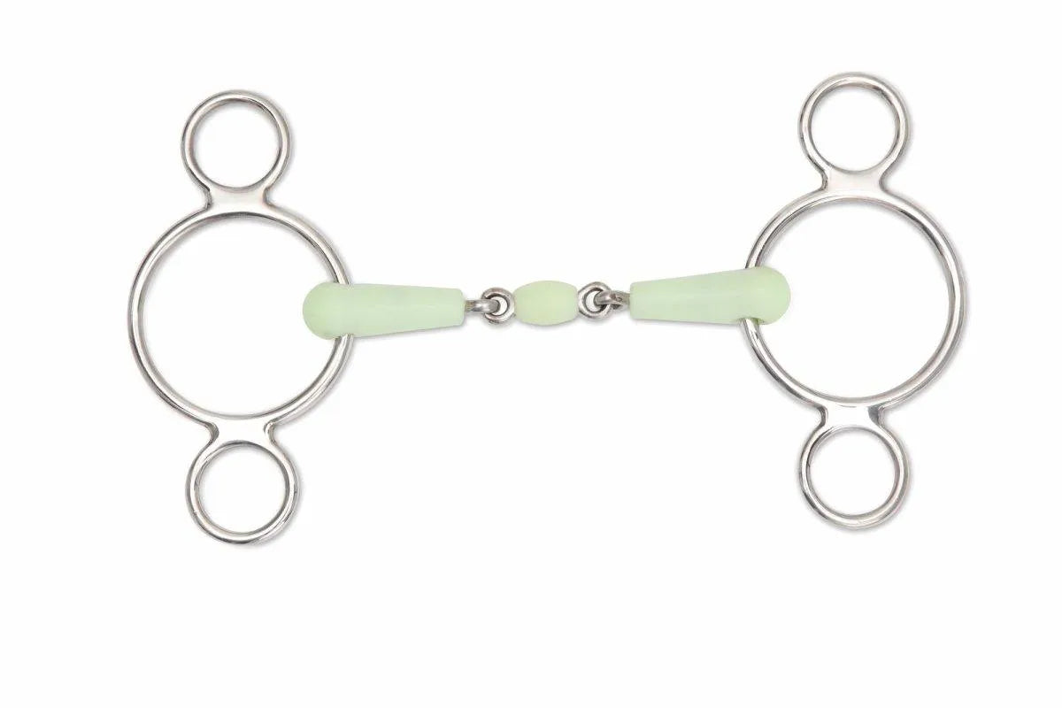 Shires Equikind Peanut Two Ring Gag - Pale Green - 4.5