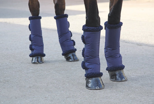 Shires Short Fleece Lined Travel Boots - Navy - Cob