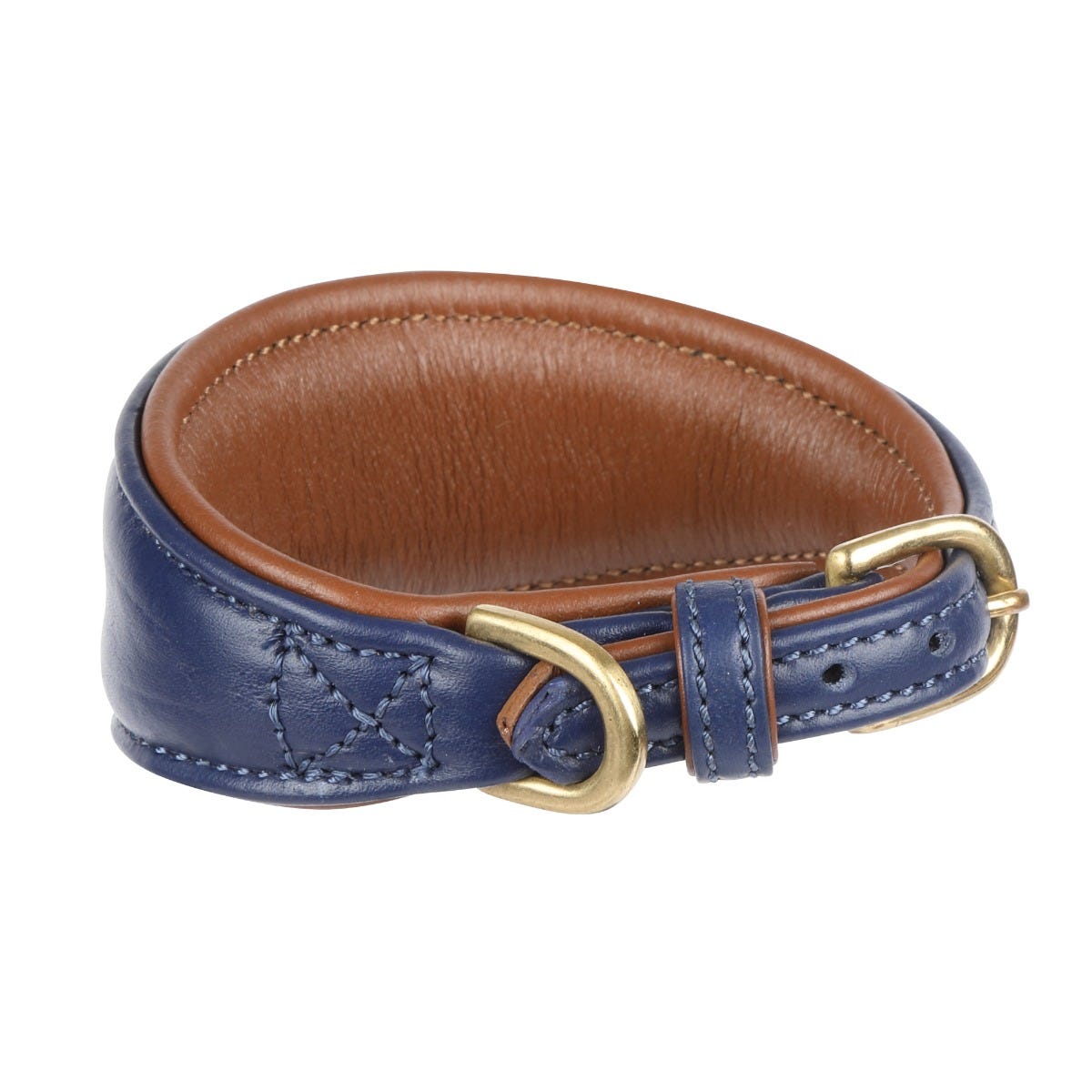 Digby & Fox Padded Leather Greyhound Collar - Navy