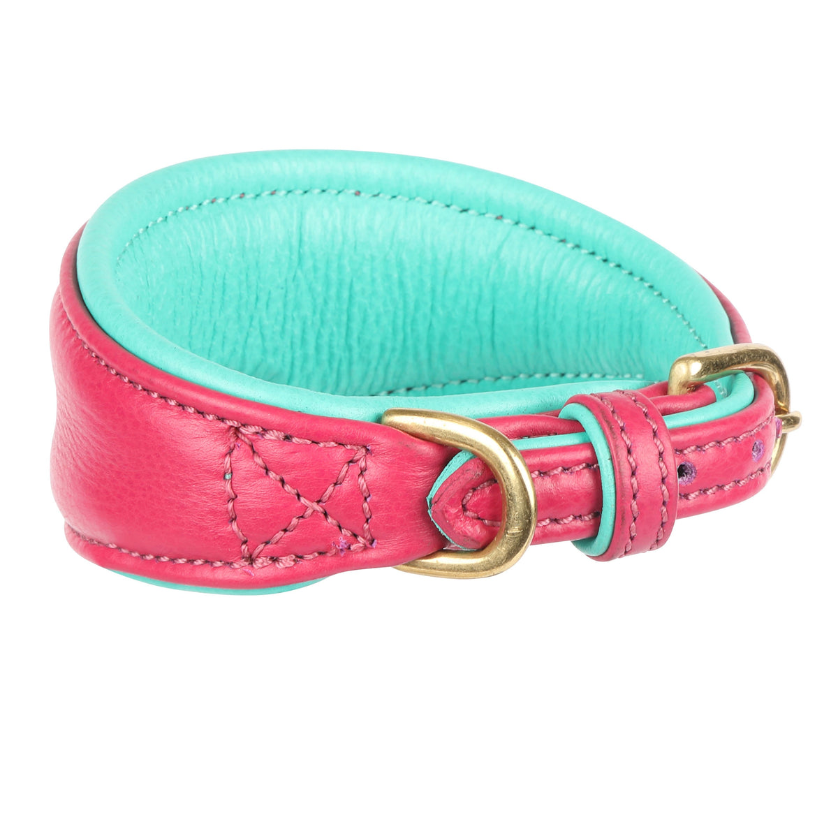 Digby & Fox Padded Leather Greyhound Collar - Pink