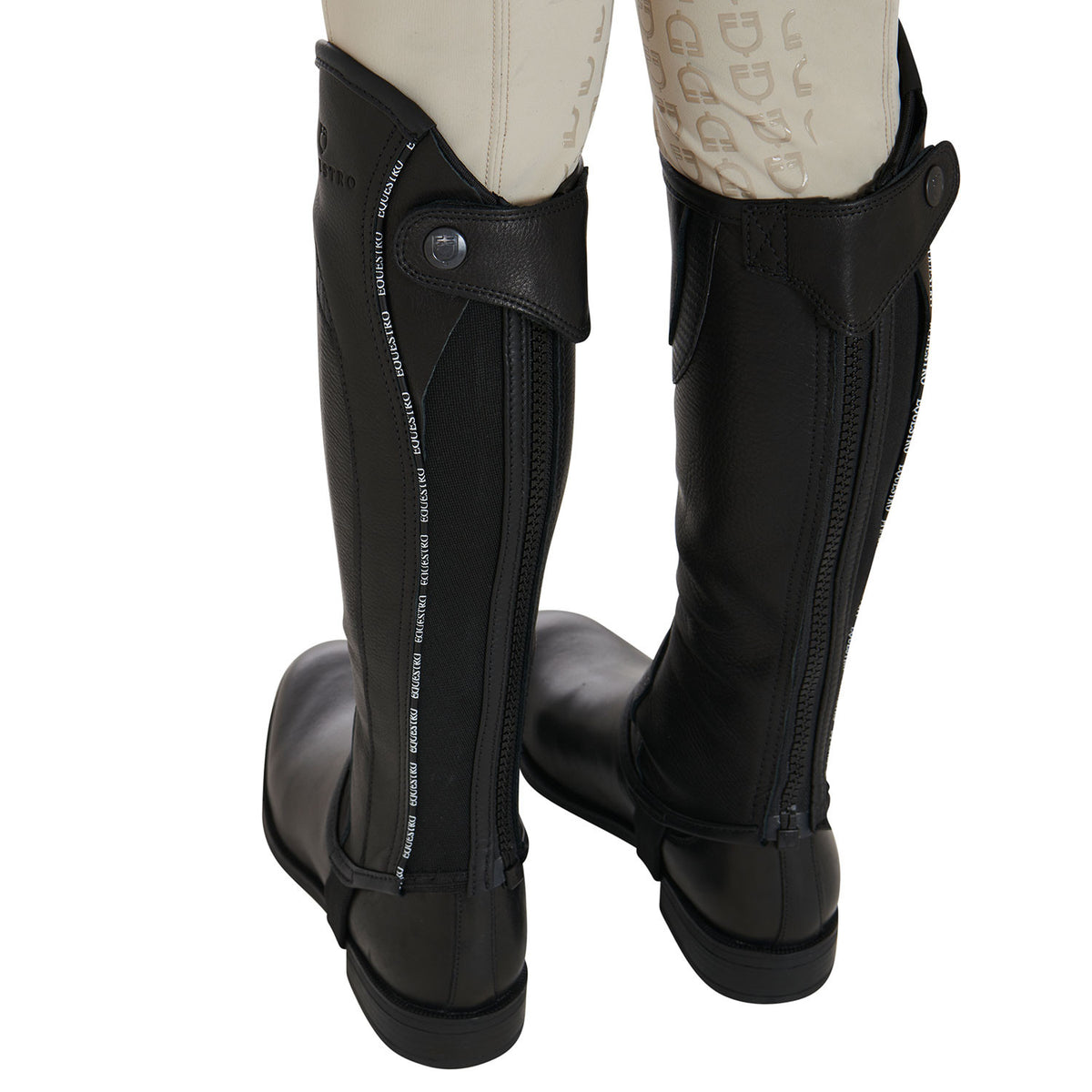 Equestro Kids' soft leather gaiters with elastic band