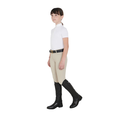 Equestro Kids' soft leather gaiters with elastic band