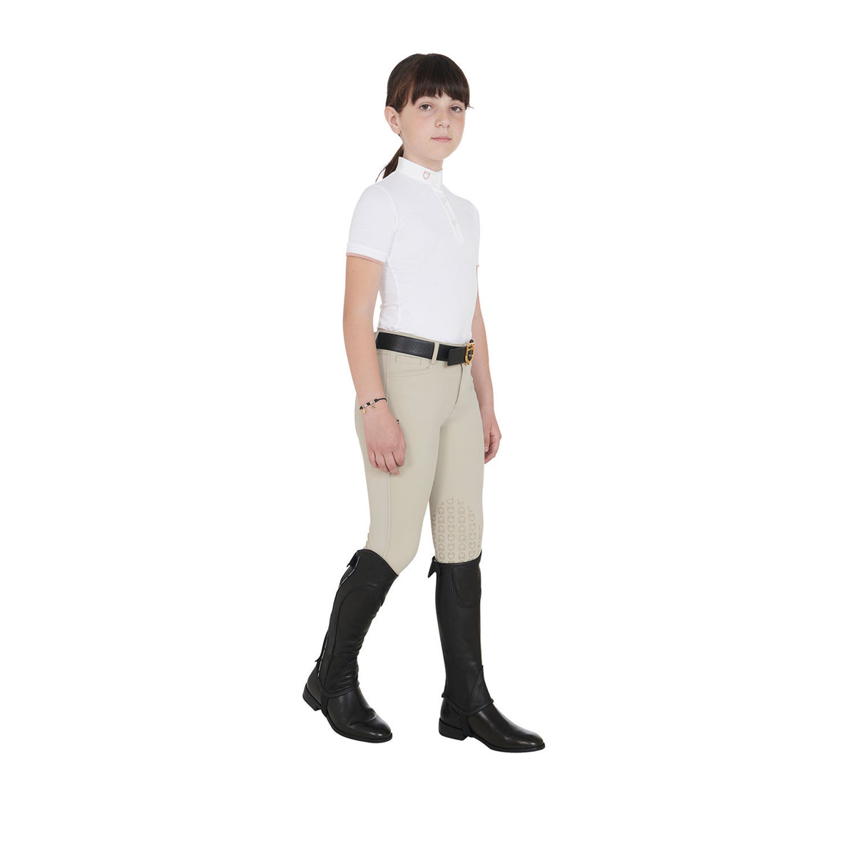 Equestro Kids' soft leather gaiters with elastic band