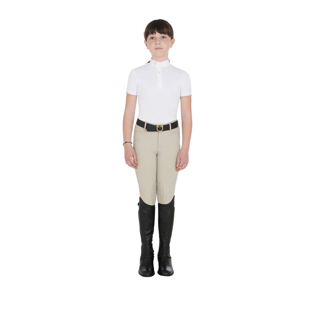 Equestro Kids' soft leather gaiters with elastic band