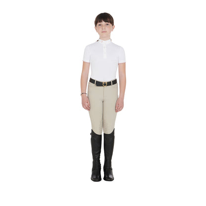 Equestro Kids' soft leather gaiters with elastic band