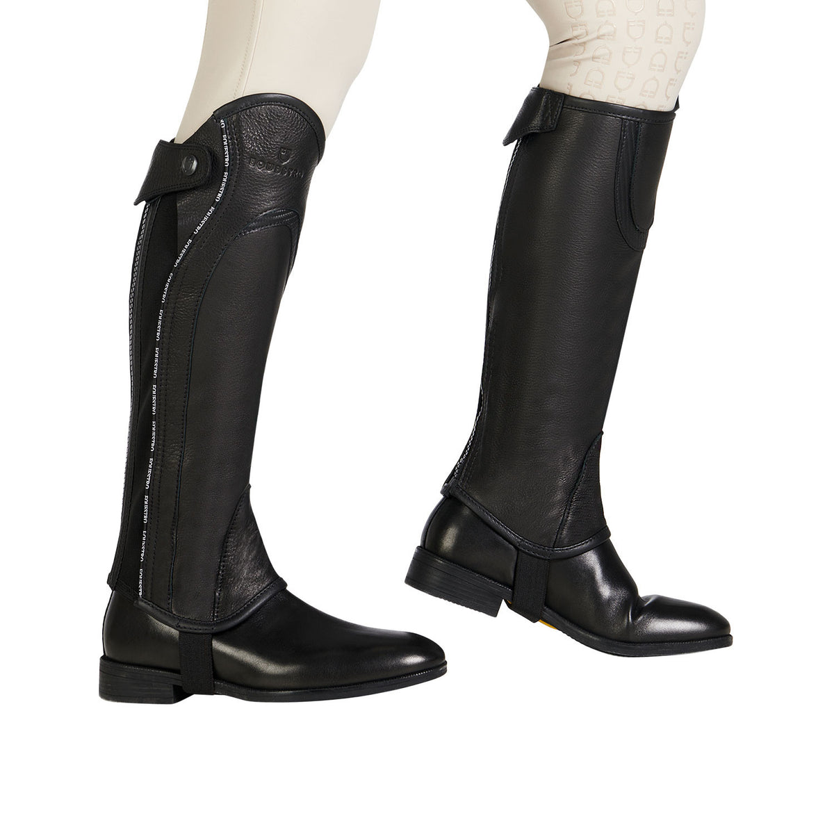Equestro Unisex leather gaiters with contrasting profile
