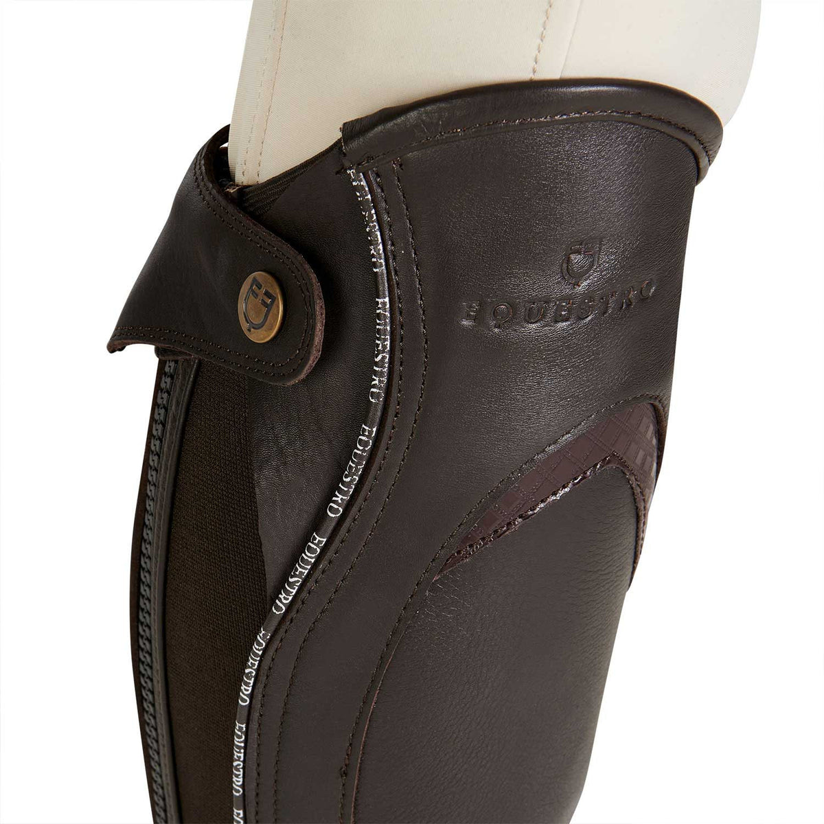 Equestro Unisex leather gaiters with contrasting profile
