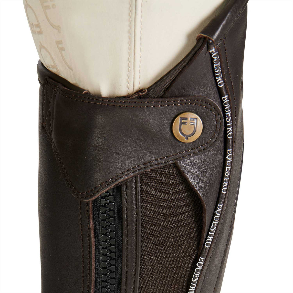 Equestro Unisex leather gaiters with contrasting profile