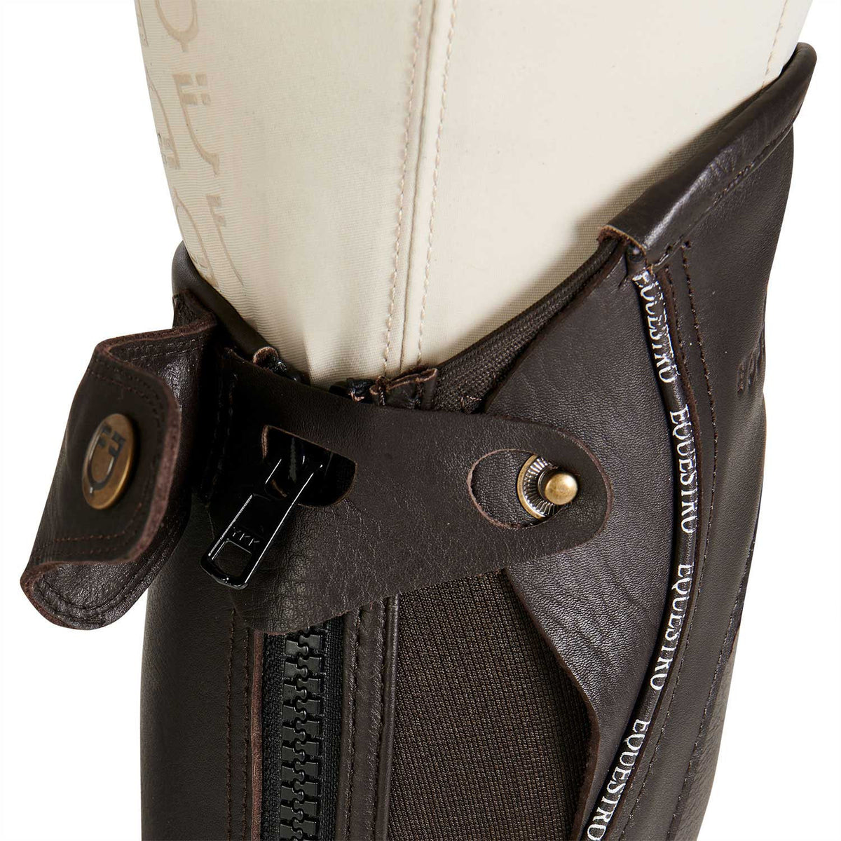 Equestro Unisex leather gaiters with contrasting profile