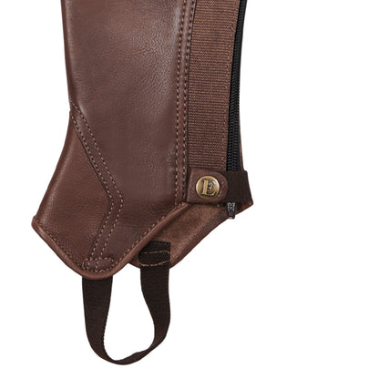 Equestro Unisex soft leather gaiters with rear zip