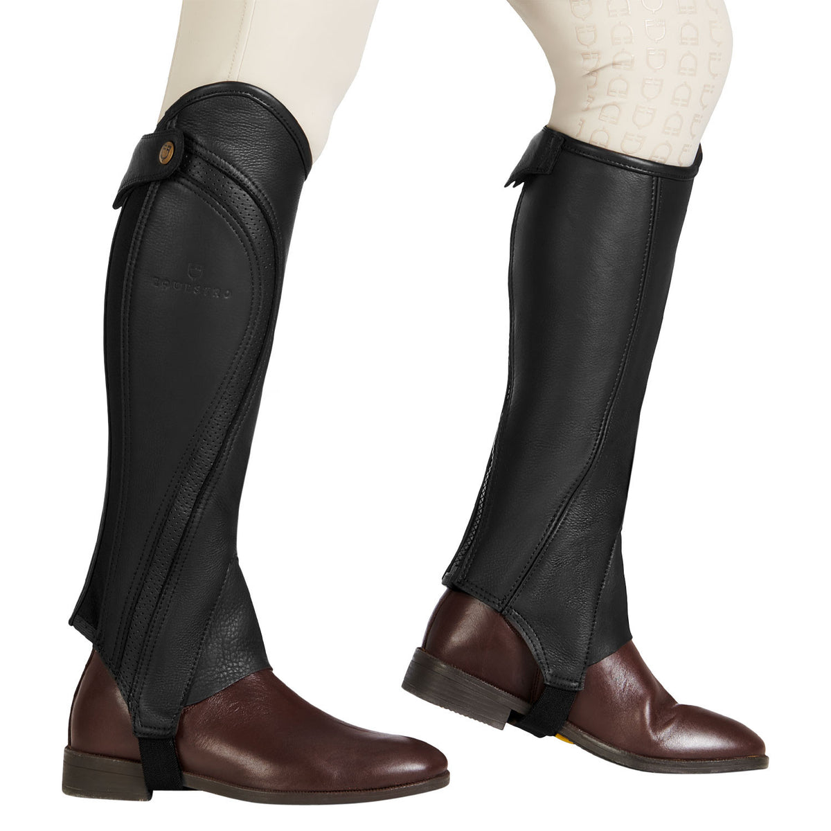 Equestro Unisex gaiters perforated leather maximum comfort