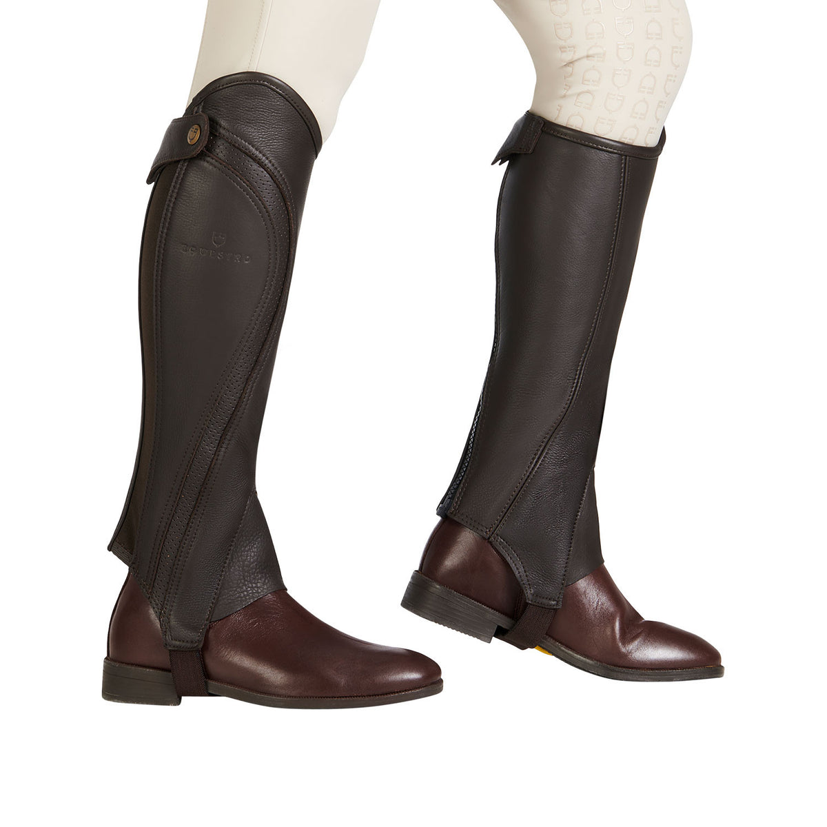 Equestro Unisex gaiters perforated leather maximum comfort