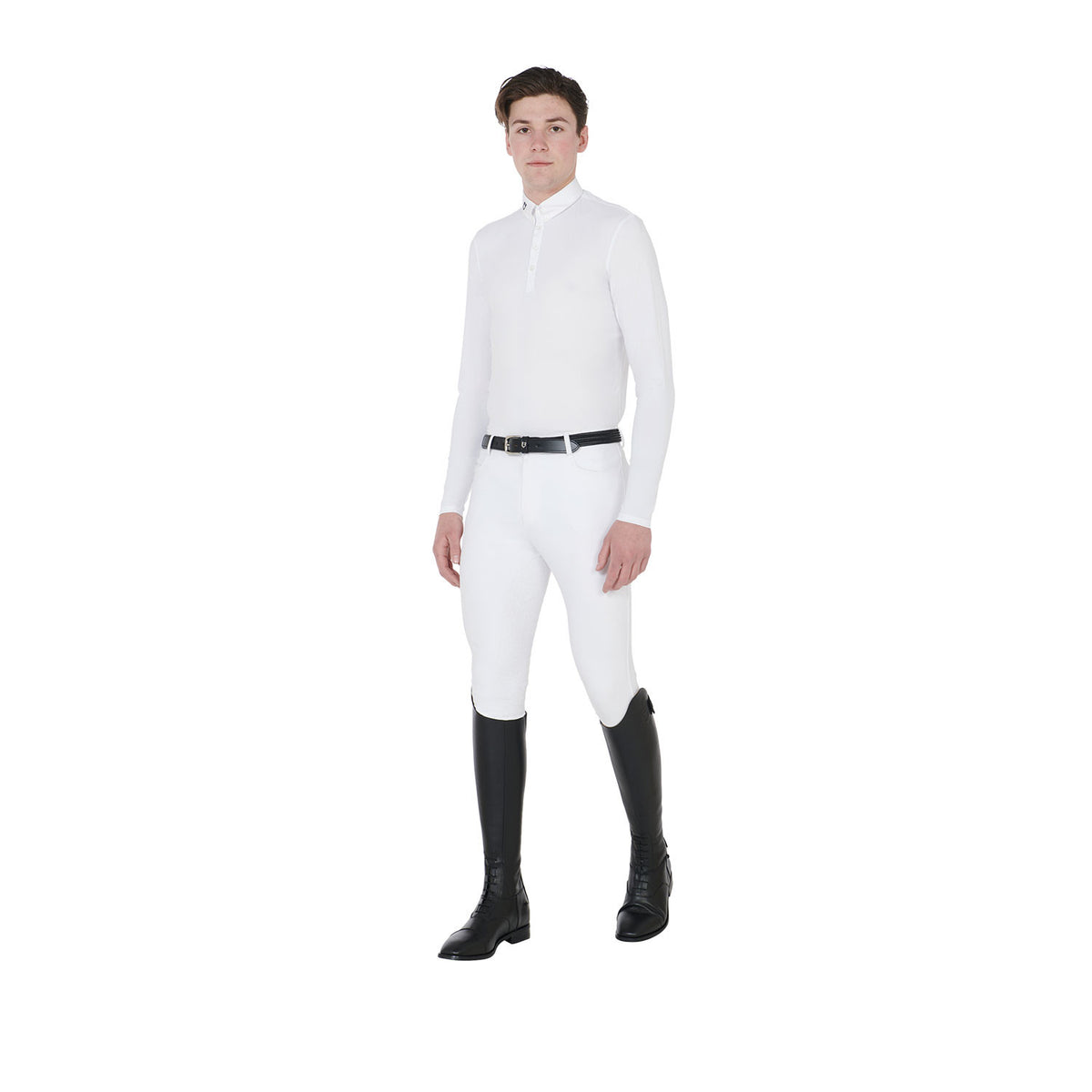 Equestro Men's long sleeve competition polo shirt