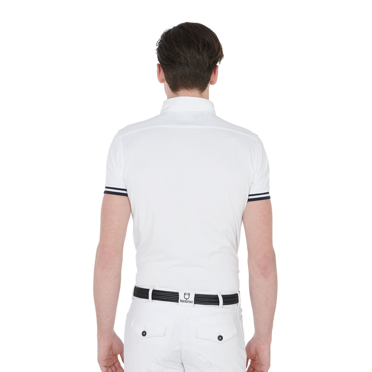 Equestro Men's slim fit competition polo shirt with black inserts