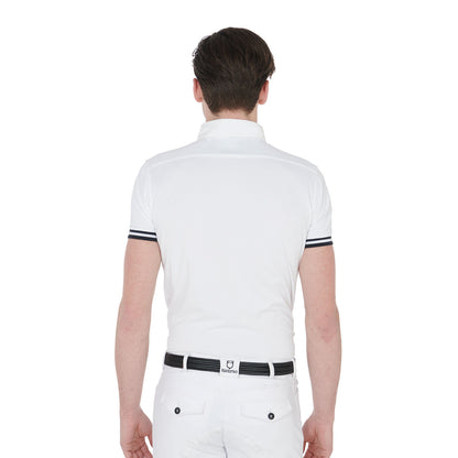 Equestro Men's slim fit competition polo shirt with black inserts