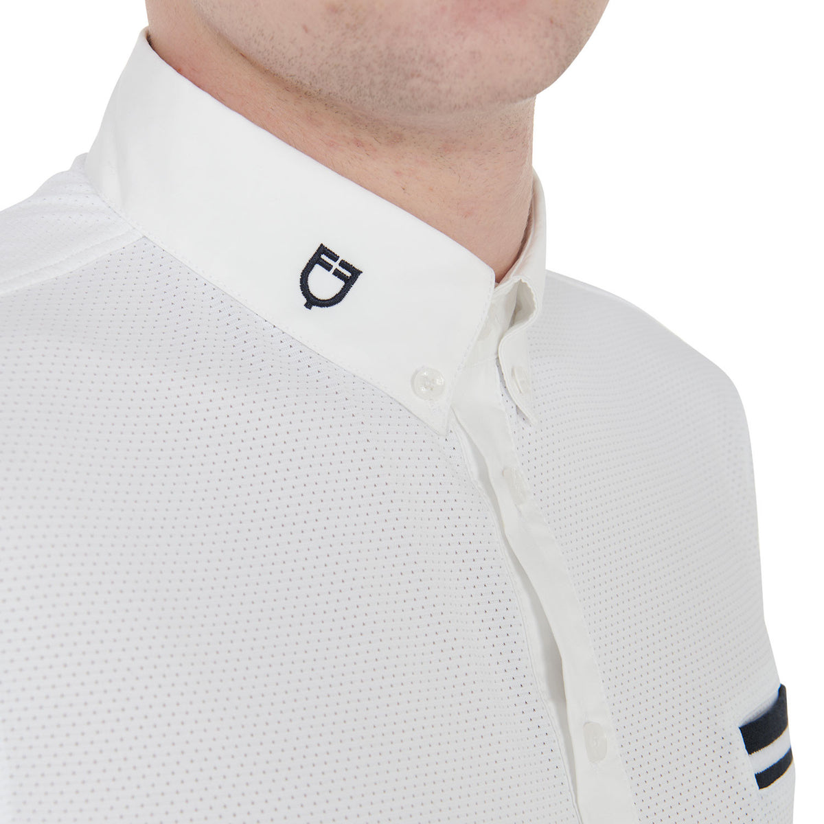 Equestro Men's slim fit competition polo shirt with black inserts