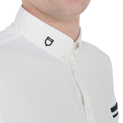 Equestro Men's slim fit competition polo shirt with black inserts