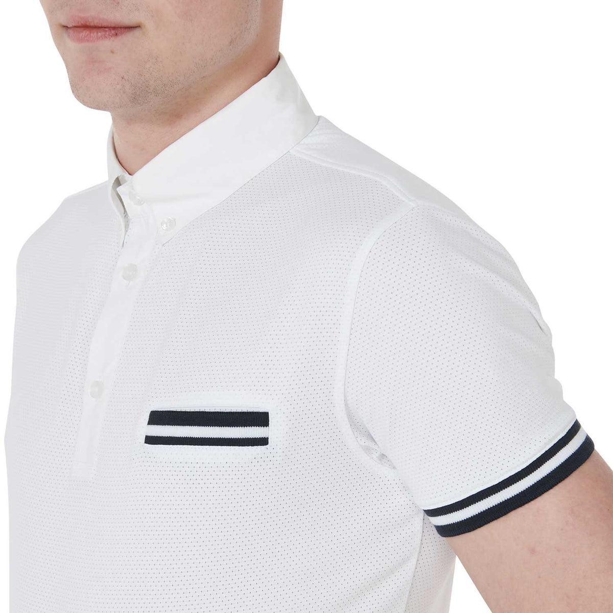 Equestro Men's slim fit competition polo shirt with black inserts