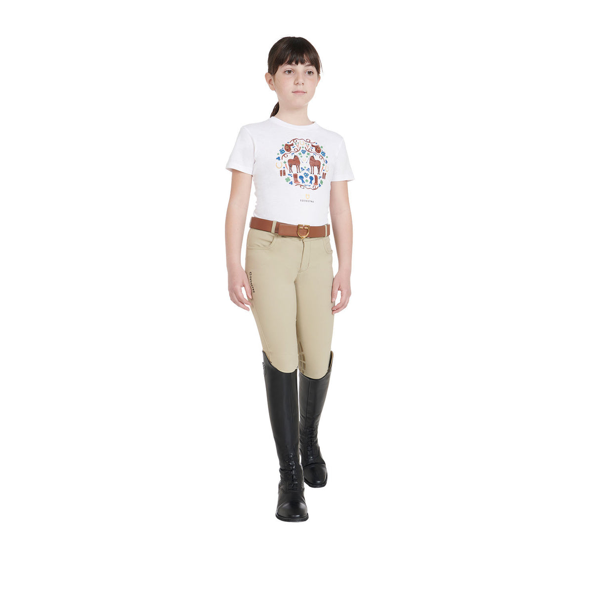 Equestro Kids' unisex breeches in technical fabric