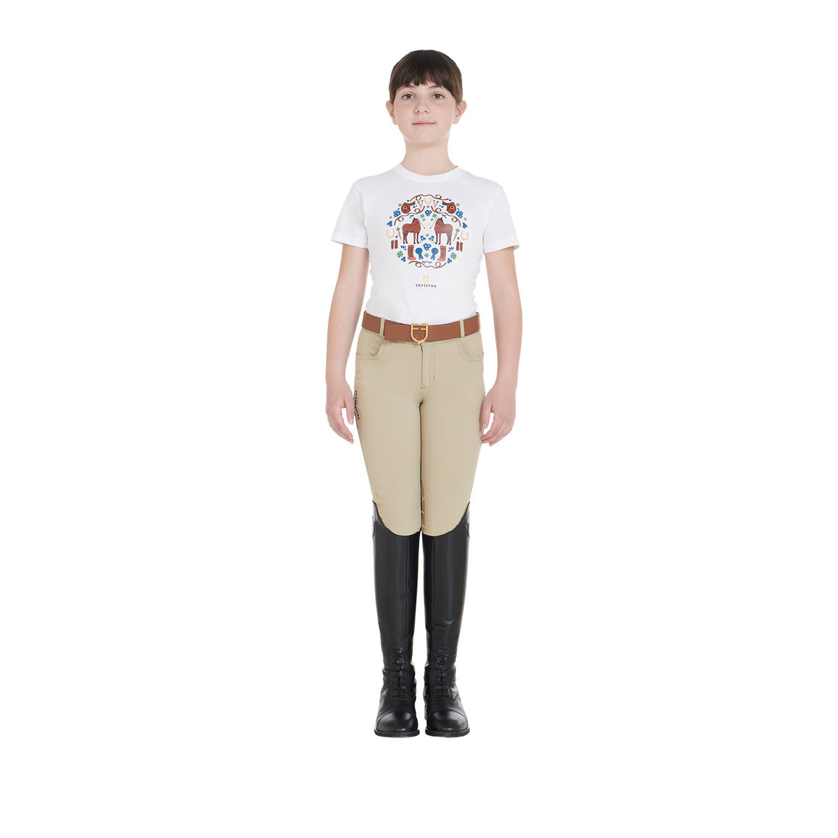 Equestro Kids' unisex breeches in technical fabric