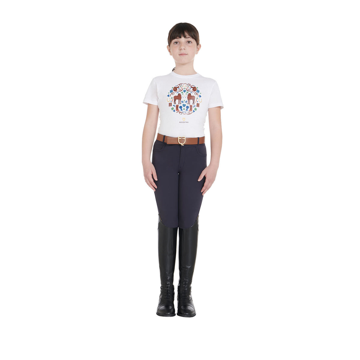Equestro Kids' unisex breeches in technical fabric