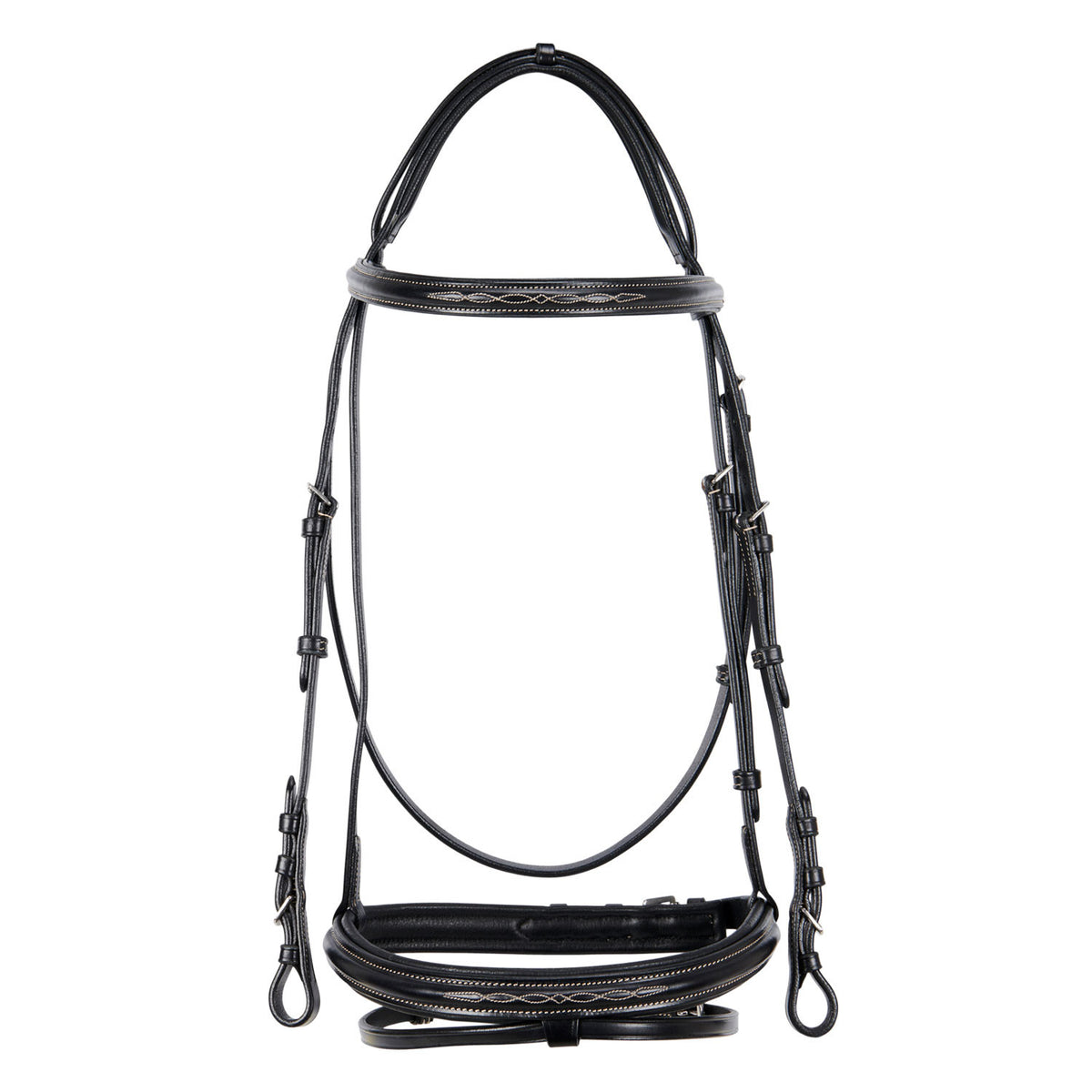 Equestro Leather English bridle with embroideries NEW