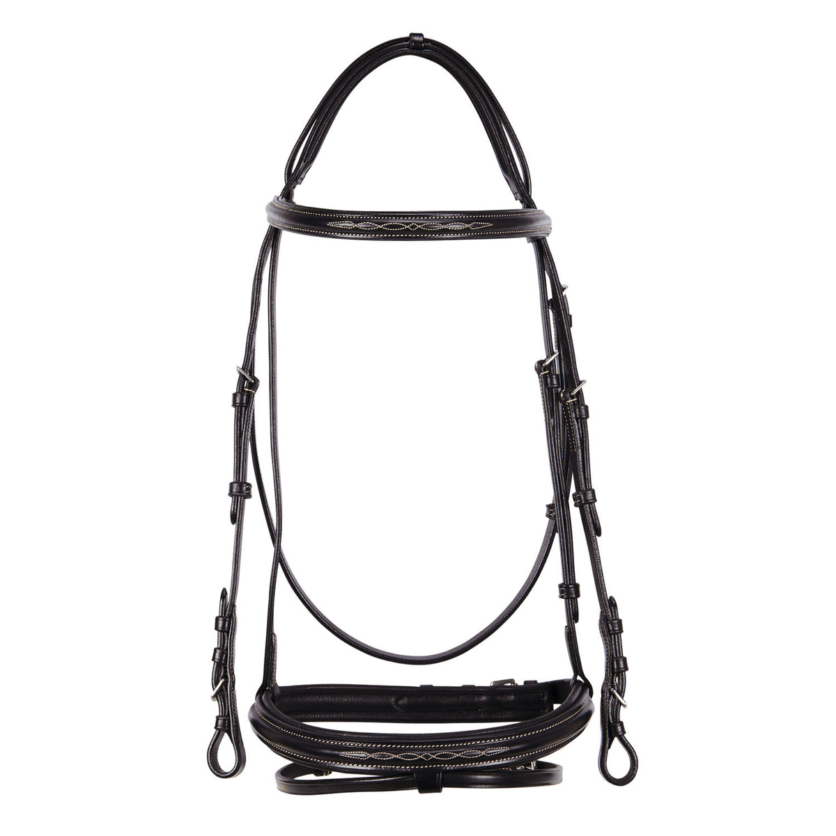 Equestro Leather English bridle with embroideries NEW