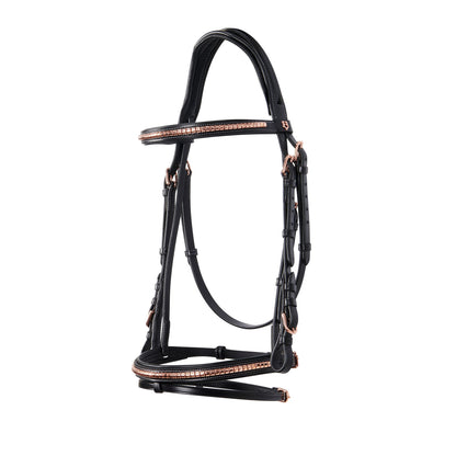 Equestro English clincher leather bridle colour rose gold