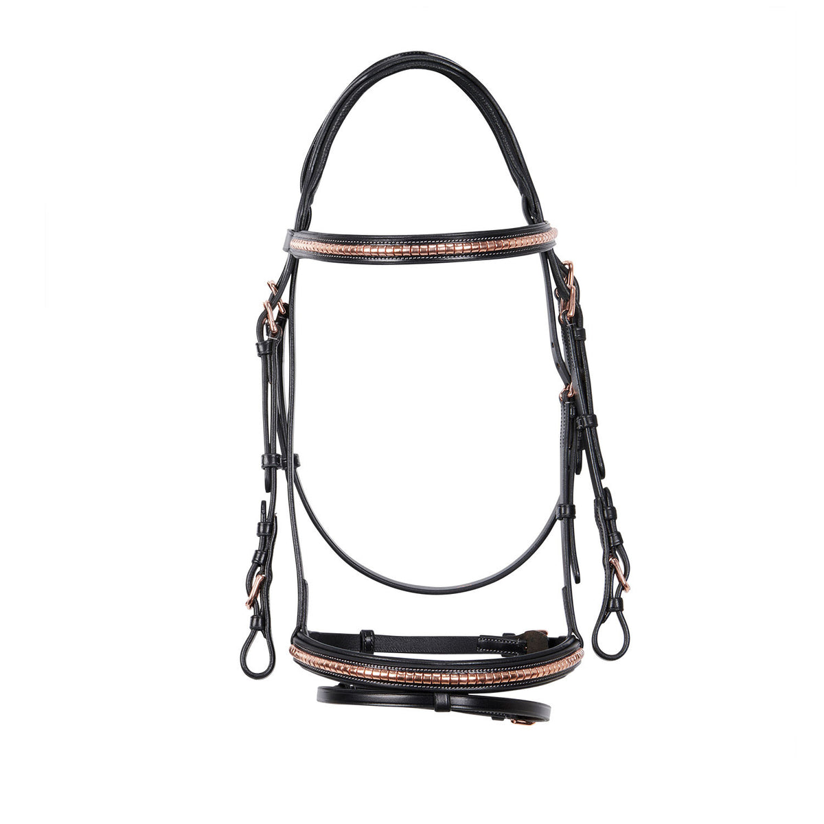Equestro English clincher leather bridle colour rose gold